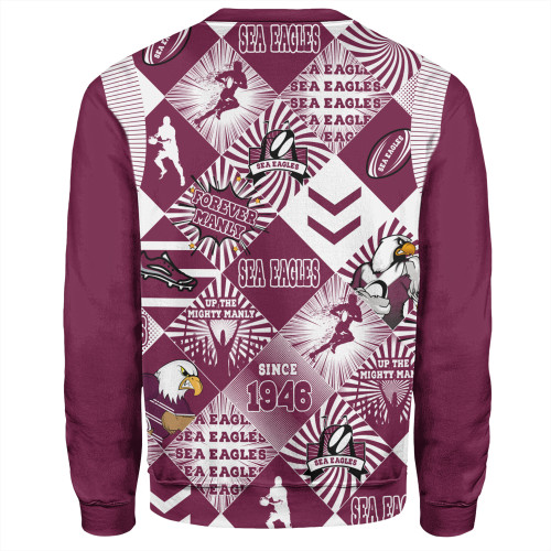 Manly Warringah Sea Eagles Sweatshirt - Argyle Patterns Style Tough Fan Rugby For Life Manly Warringah Sea Eagles Sweatshirt - Argyle Patterns Style Tough Fan Rugby For Life