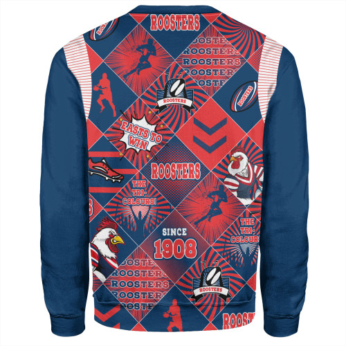 Sydney Roosters Sweatshirt - Argyle Patterns Style Tough Fan Rugby For Life Sydney Roosters Sweatshirt - Argyle Patterns Style Tough Fan Rugby For Life