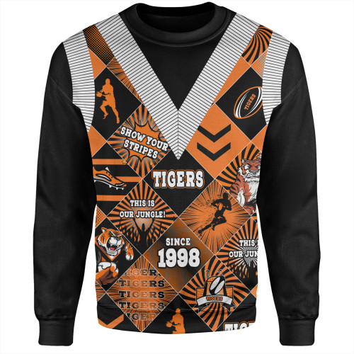 Wests Tigers Sweatshirt - Argyle Patterns Style Tough Fan Rugby For Life