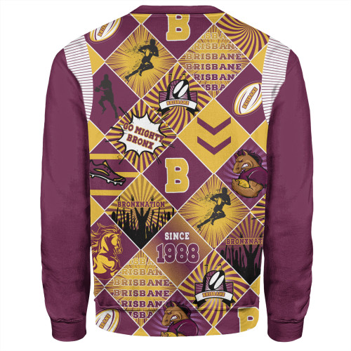 Brisbane Broncos Sweatshirt - Argyle Patterns Style Tough Fan Rugby For Life Brisbane Broncos Sweatshirt - Argyle Patterns Style Tough Fan Rugby For Life