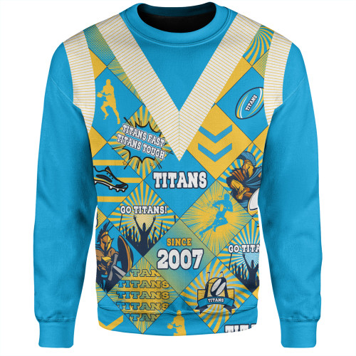 Gold Coast Titans Sport Sweatshirt - Argyle Patterns Style Tough Fan Rugby For Life