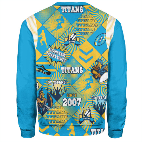 Gold Coast Titans Sport Sweatshirt - Argyle Patterns Style Tough Fan Rugby For Life Gold Coast Titans Sport Sweatshirt - Argyle Patterns Style Tough Fan Rugby For Life