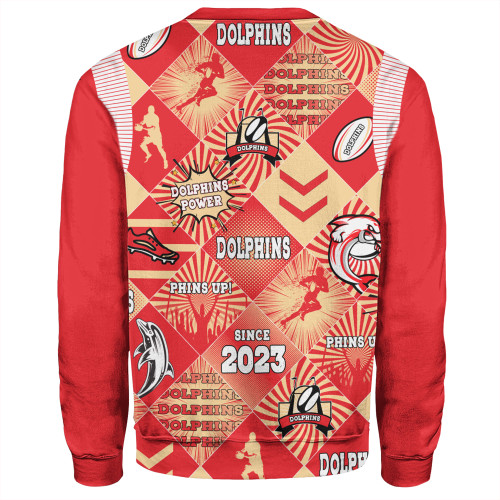 Redcliffe Dolphins Sweatshirt - Argyle Patterns Style Tough Fan Rugby For Life Redcliffe Dolphins Sweatshirt - Argyle Patterns Style Tough Fan Rugby For Life