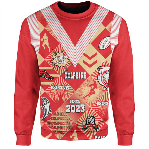 Redcliffe Dolphins Sweatshirt - Argyle Patterns Style Tough Fan Rugby For Life