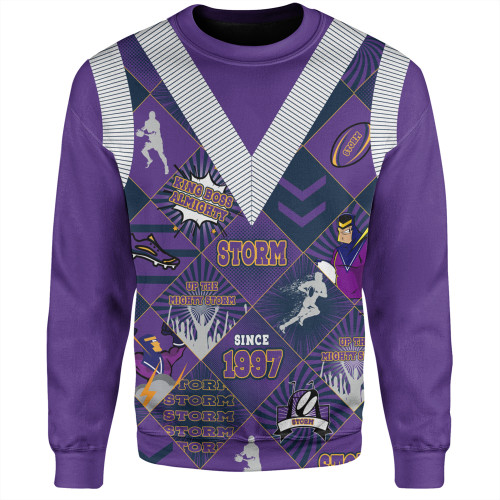 Melbourne Storm Sweatshirt - Argyle Patterns Style Tough Fan Rugby For Life