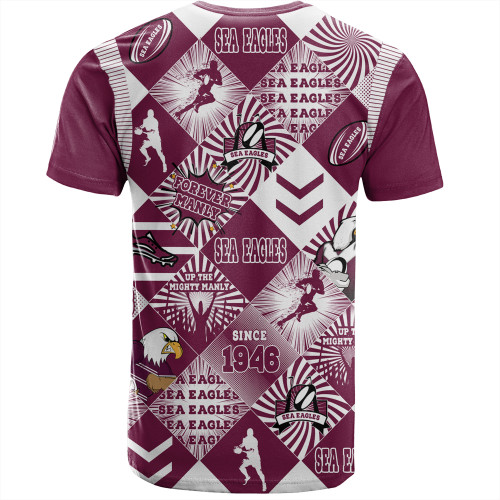 Manly Warringah Sea Eagles T-Shirt - Argyle Patterns Style Tough Fan Rugby For Life Manly Warringah Sea Eagles T-Shirt - Argyle Patterns Style Tough Fan Rugby For Life