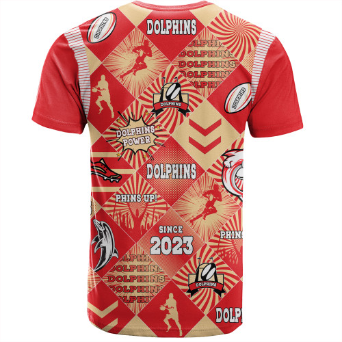 Redcliffe Dolphins T-Shirt - Argyle Patterns Style Tough Fan Rugby For Life Redcliffe Dolphins T-Shirt - Argyle Patterns Style Tough Fan Rugby For Life