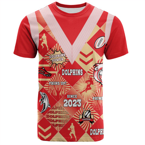 Redcliffe Dolphins T-Shirt - Argyle Patterns Style Tough Fan Rugby For Life