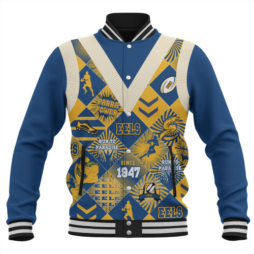 Parramatta Eels Sport Baseball Jacket - Argyle Patterns Style Tough Fan Rugby For Life