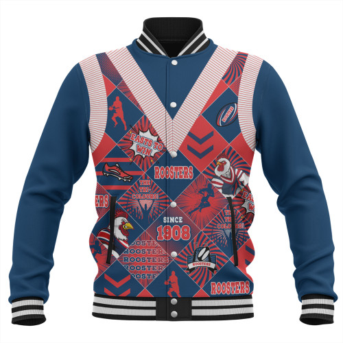 Sydney Roosters Baseball Jacket - Argyle Patterns Style Tough Fan Rugby For Life