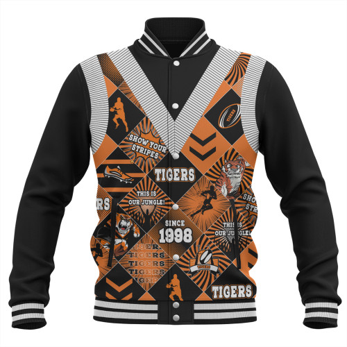 Wests Tigers Baseball Jacket - Argyle Patterns Style Tough Fan Rugby For Life