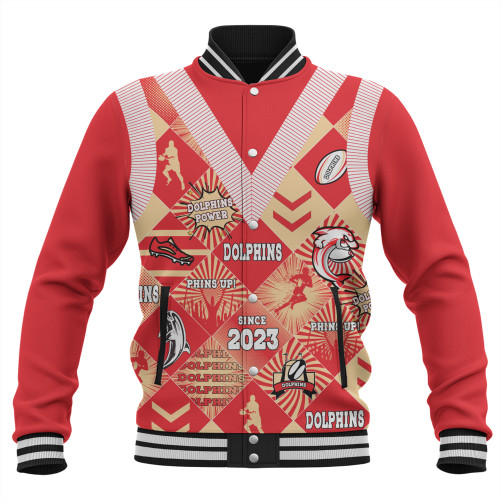 Redcliffe Dolphins Baseball Jacket - Argyle Patterns Style Tough Fan Rugby For Life