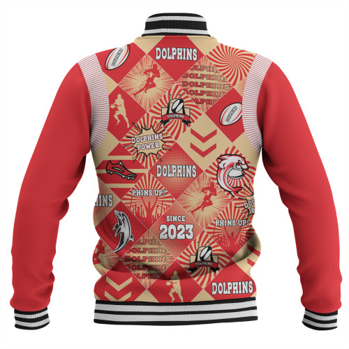 Redcliffe Dolphins Baseball Jacket - Argyle Patterns Style Tough Fan Rugby For Life Redcliffe Dolphins Baseball Jacket - Argyle Patterns Style Tough Fan Rugby For Life