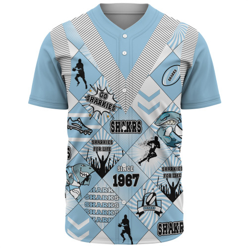 Cronulla-Sutherland Sharks Baseball Shirt - Argyle Patterns Style Tough Fan Rugby For Life