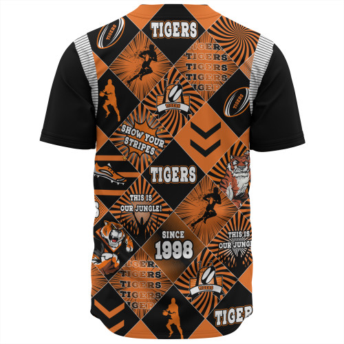Wests Tigers Baseball Shirt - Argyle Patterns Style Tough Fan Rugby For Life Wests Tigers Baseball Shirt - Argyle Patterns Style Tough Fan Rugby For Life