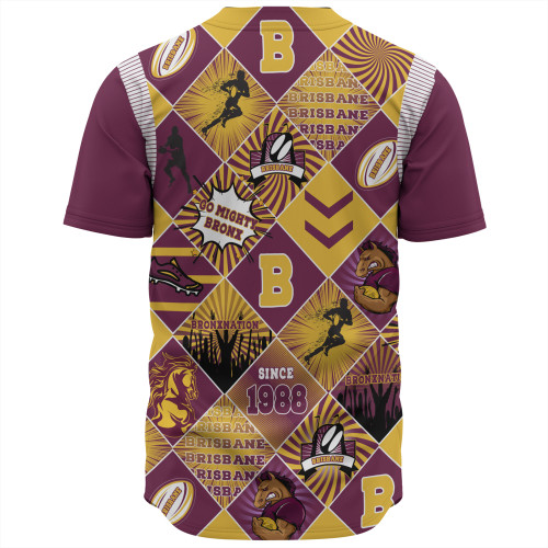 Brisbane Broncos Baseball Shirt - Argyle Patterns Style Tough Fan Rugby For Life Brisbane Broncos Baseball Shirt - Argyle Patterns Style Tough Fan Rugby For Life