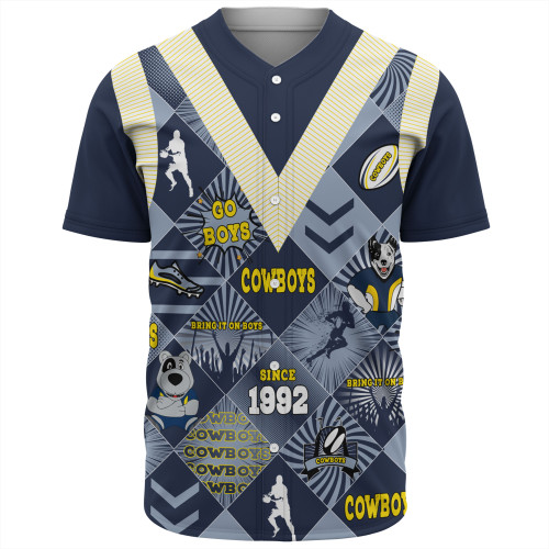 North Queensland Cowboys Baseball Shirt - Argyle Patterns Style Tough Fan Rugby For Life