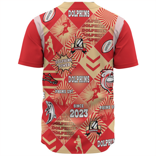 Redcliffe Dolphins Baseball Shirt - Argyle Patterns Style Tough Fan Rugby For Life Redcliffe Dolphins Baseball Shirt - Argyle Patterns Style Tough Fan Rugby For Life