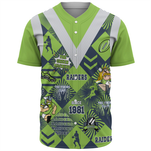 Canberra Raiders Baseball Shirt - Argyle Patterns Style Tough Fan Rugby For Life