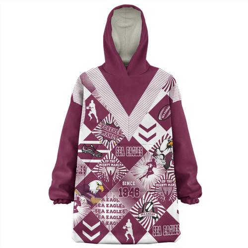 Manly Warringah Sea Eagles Snug Hoodie - Argyle Patterns Style Tough Fan Rugby For Life