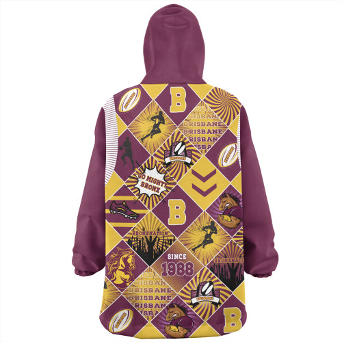 Brisbane Broncos Snug Hoodie - Argyle Patterns Style Tough Fan Rugby For Life Brisbane Broncos Snug Hoodie - Argyle Patterns Style Tough Fan Rugby For Life