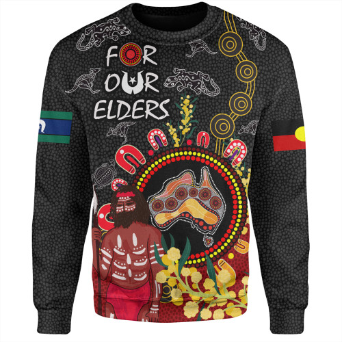 Australia Naidoc Week Sweatshirt - Australia Map With Golden Wattle NAIDOC Week 2023