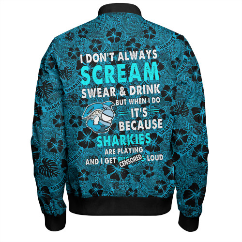Cronulla-Sutherland Sharks Bomber Jacket - Scream With Tropical Patterns Cronulla-Sutherland Sharks Bomber Jacket - Scream With Tropical Patterns