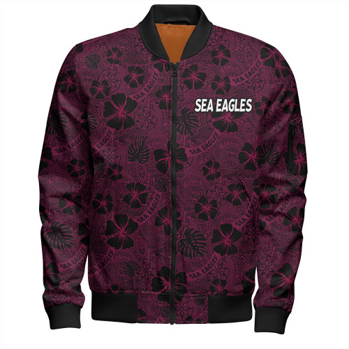 Manly Warringah Sea Eagles Bomber Jacket - Scream With Tropical Patterns