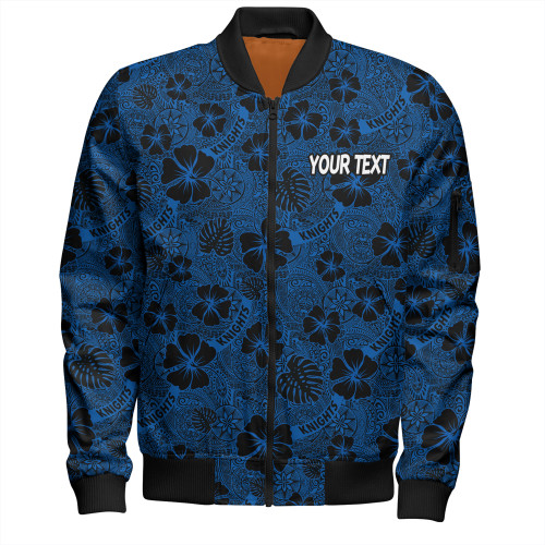 Newcastle Knights Sport Bomber Jacket - Scream With Tropical Patterns Newcastle Knights Sport Bomber Jacket - Scream With Tropical Patterns