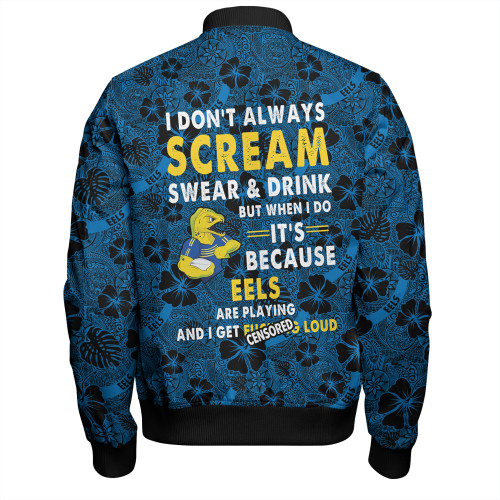 Parramatta Eels Sport Bomber Jacket - Scream With Tropical Patterns
