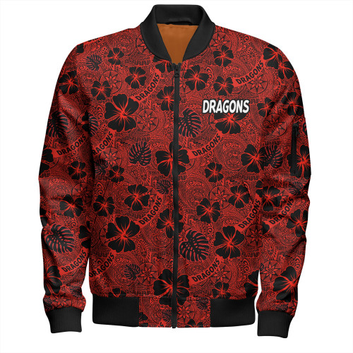 St. George Illawarra Dragons Bomber Jacket - Scream With Tropical Patterns