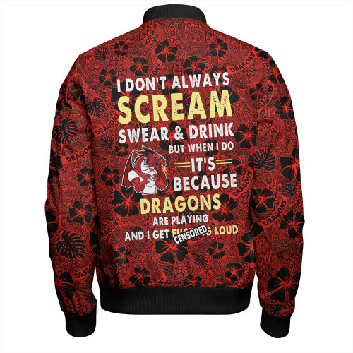 St. George Illawarra Dragons Bomber Jacket - Scream With Tropical Patterns St. George Illawarra Dragons Bomber Jacket - Scream With Tropical Patterns