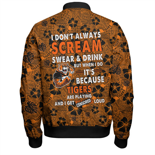 Wests Tigers Bomber Jacket - Scream With Tropical Patterns Wests Tigers Bomber Jacket - Scream With Tropical Patterns