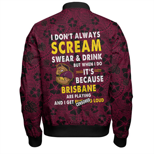 Brisbane Broncos Bomber Jacket - Scream With Tropical Patterns