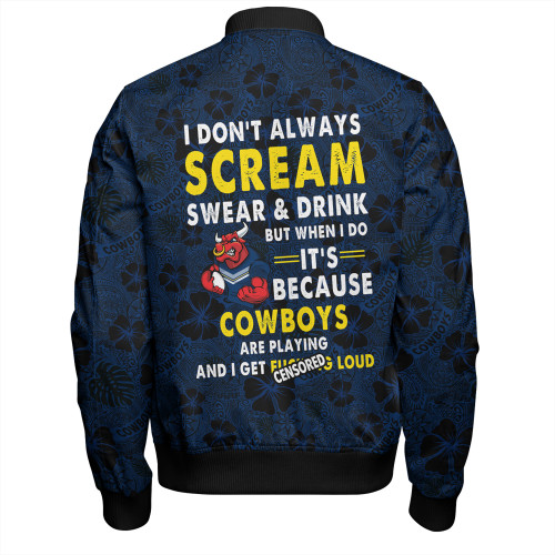 North Queensland Cowboys Bomber Jacket - Scream With Tropical Patterns North Queensland Cowboys Bomber Jacket - Scream With Tropical Patterns