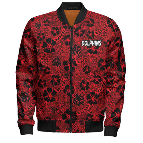 Redcliffe Dolphins Bomber Jacket - Scream With Tropical Patterns