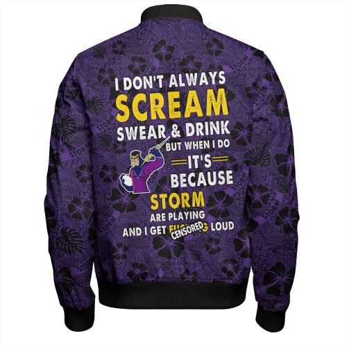 Melbourne Storm Bomber Jacket - Scream With Tropical Patterns Melbourne Storm Bomber Jacket - Scream With Tropical Patterns