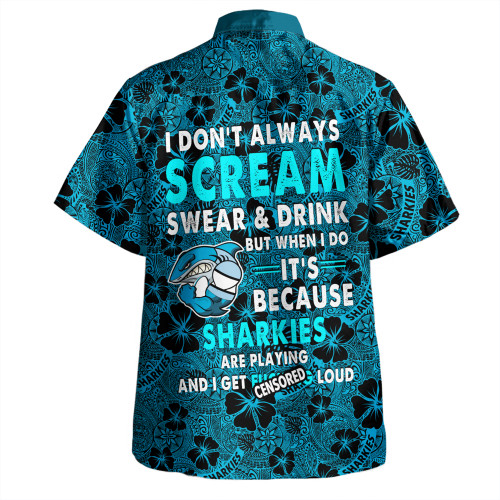 Cronulla-Sutherland Sharks Hawaiian Shirt - Scream With Tropical Patterns Cronulla-Sutherland Sharks Hawaiian Shirt - Scream With Tropical Patterns