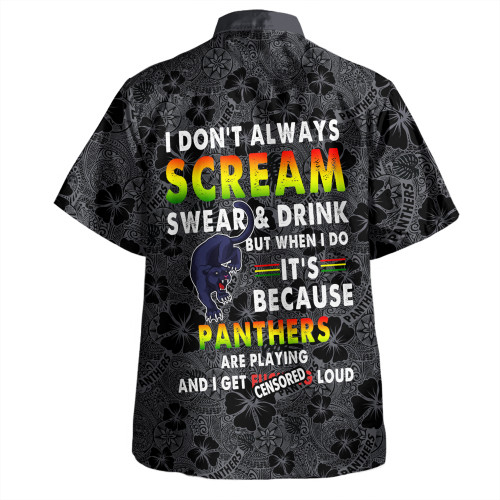Penrith Panthers Hawaiian Shirt - Scream With Tropical Patterns Penrith Panthers Hawaiian Shirt - Scream With Tropical Patterns