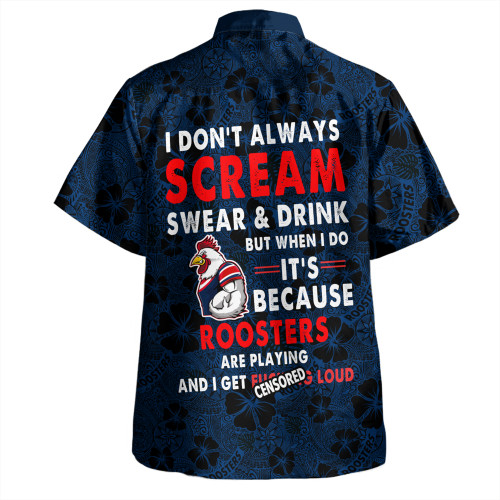 Sydney Roosters Hawaiian Shirt - Scream With Tropical Patterns Sydney Roosters Hawaiian Shirt - Scream With Tropical Patterns