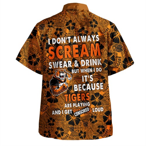 Wests Tigers Hawaiian Shirt - Scream With Tropical Patterns Wests Tigers Hawaiian Shirt - Scream With Tropical Patterns