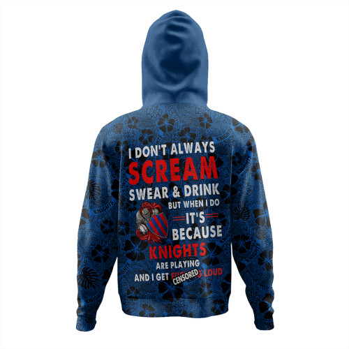 Newcastle Knights Sport Hoodie - Scream With Tropical Patterns Newcastle Knights Sport Hoodie - Scream With Tropical Patterns