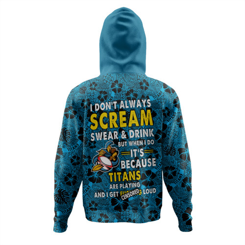 Gold Coast Titans Sport Hoodie - Scream With Tropical Patterns Gold Coast Titans Sport Hoodie - Scream With Tropical Patterns