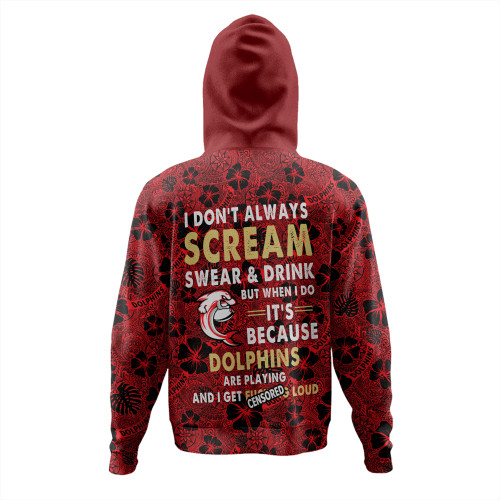 Redcliffe Dolphins Hoodie - Scream With Tropical Patterns Redcliffe Dolphins Hoodie - Scream With Tropical Patterns