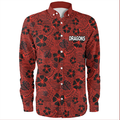 St. George Illawarra Dragons Long Sleeve Shirt - Scream With Tropical Patterns