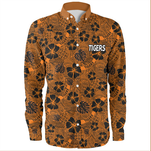 Wests Tigers Long Sleeve Shirt - Scream With Tropical Patterns