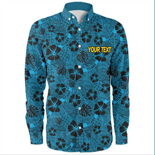 Gold Coast Titans Sport Long Sleeve Shirt - Scream With Tropical Patterns Gold Coast Titans Sport Long Sleeve Shirt - Scream With Tropical Patterns