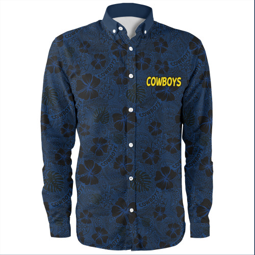 North Queensland Cowboys Long Sleeve Shirt - Scream With Tropical Patterns