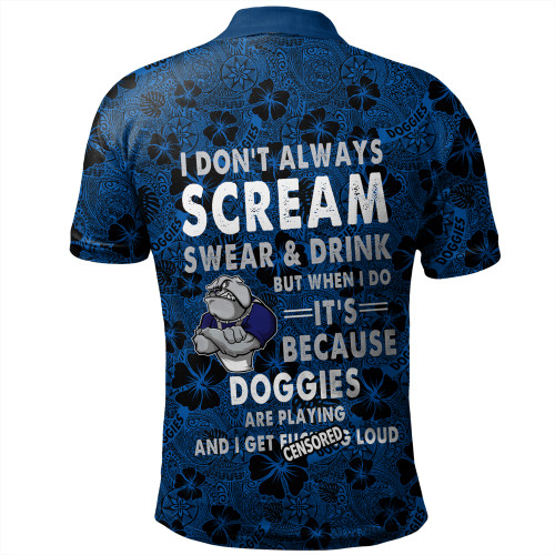 Canterbury-Bankstown Bulldogs Polo Shirt - Scream With Tropical Patterns Canterbury-Bankstown Bulldogs Polo Shirt - Scream With Tropical Patterns
