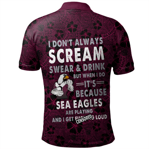 Manly Warringah Sea Eagles Polo Shirt - Scream With Tropical Patterns Manly Warringah Sea Eagles Polo Shirt - Scream With Tropical Patterns